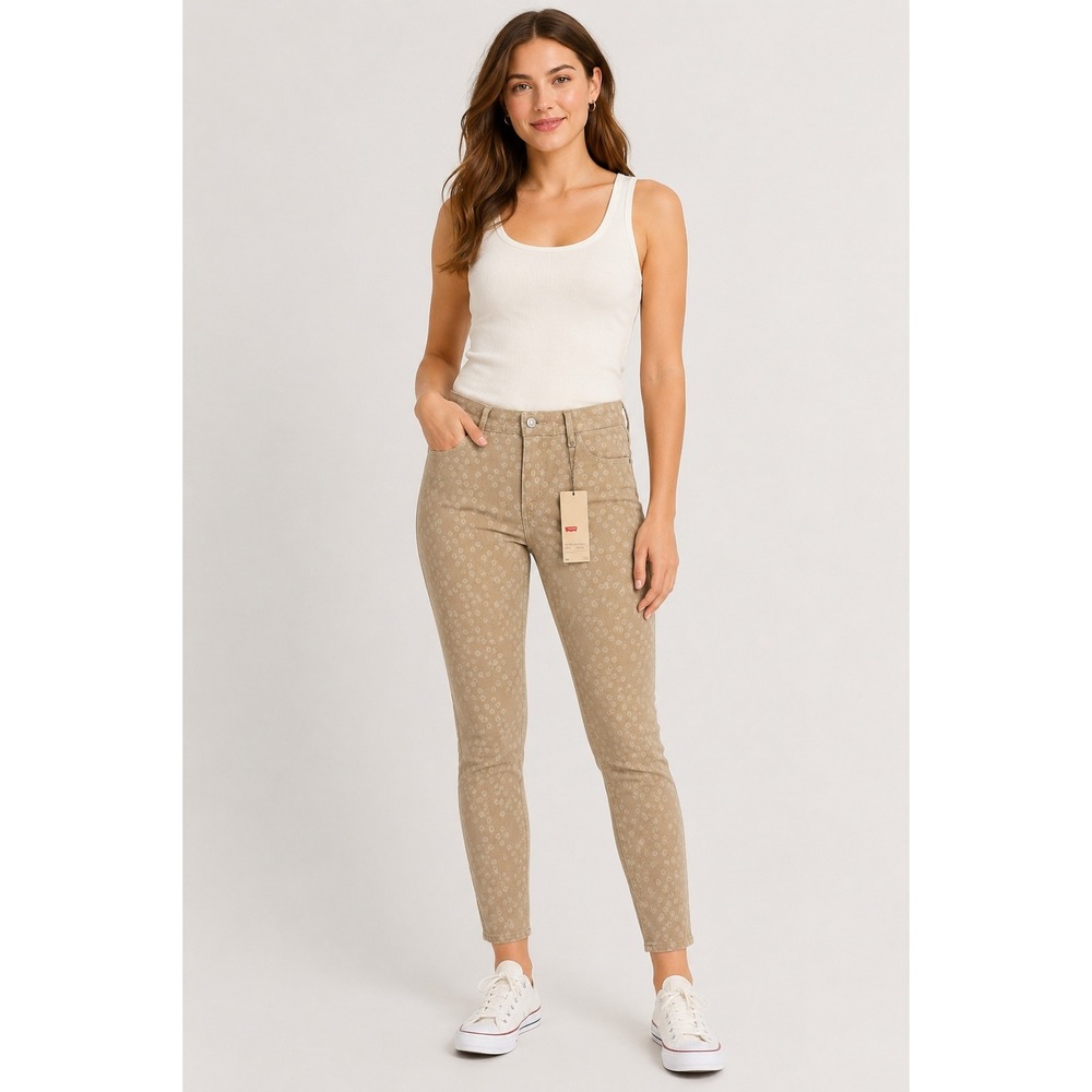 Levi's Mid Rise Ankle Tan Skinny Jeans Polka Dot Size 10